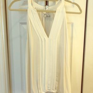 White Joie silk tank with elastic bottom